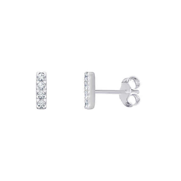 Silver Diamante Bar Studs