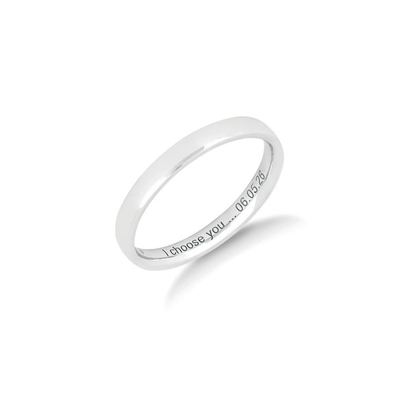 The Hand in Hand wedding ring in yellow gold, a plain polished 2.5mm women's ring