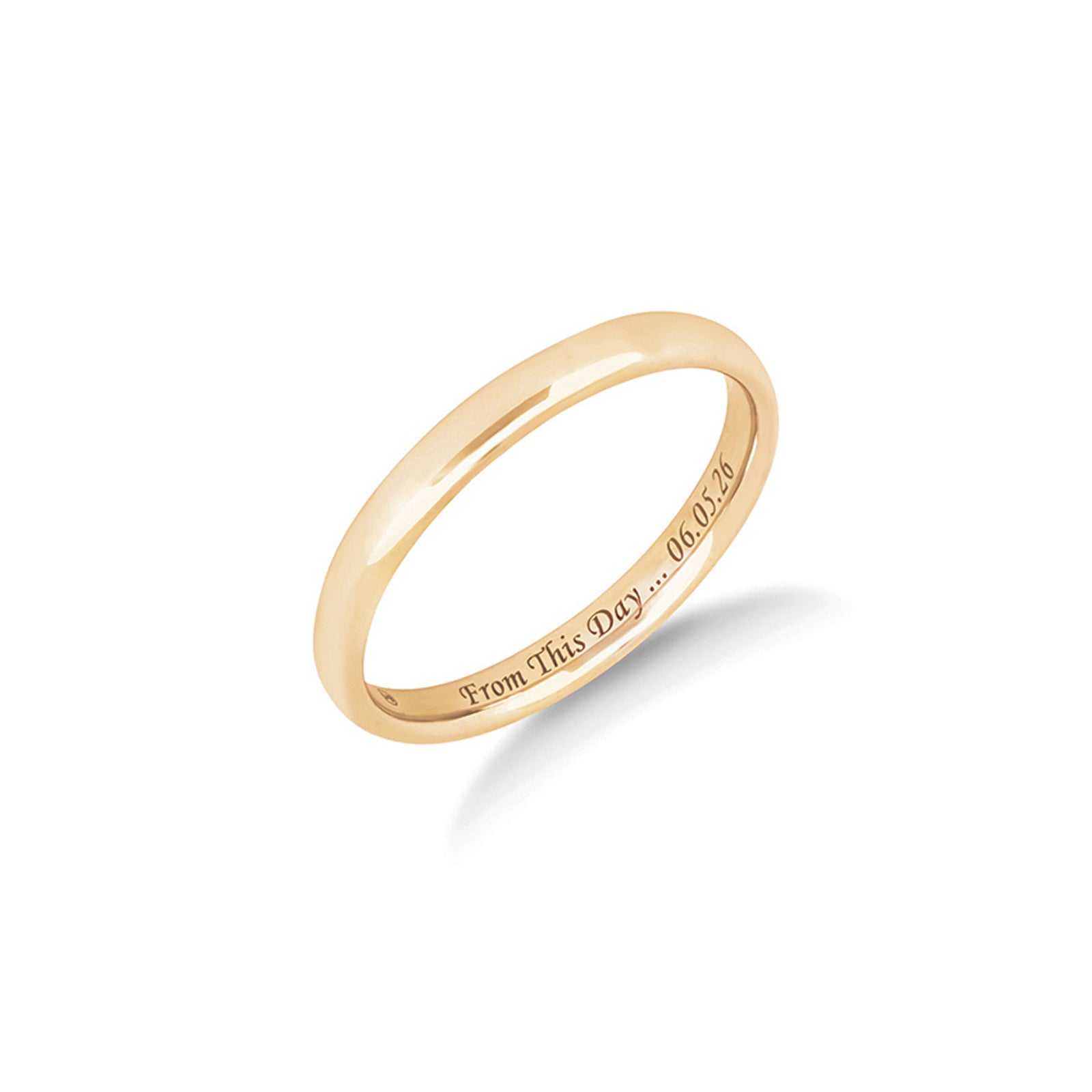 The Two of Us wedding ring in yellow gold, a plain polished women's ring with a comfort fit
