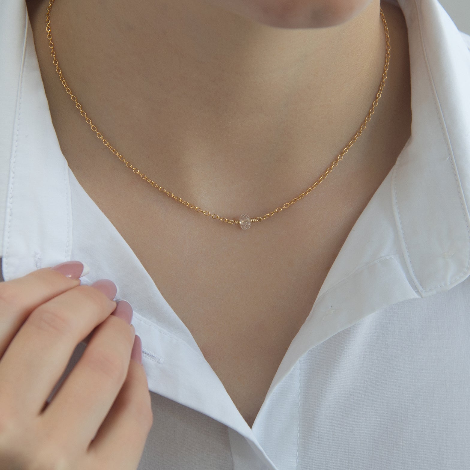 april birthstone necklace gold lifestyle 