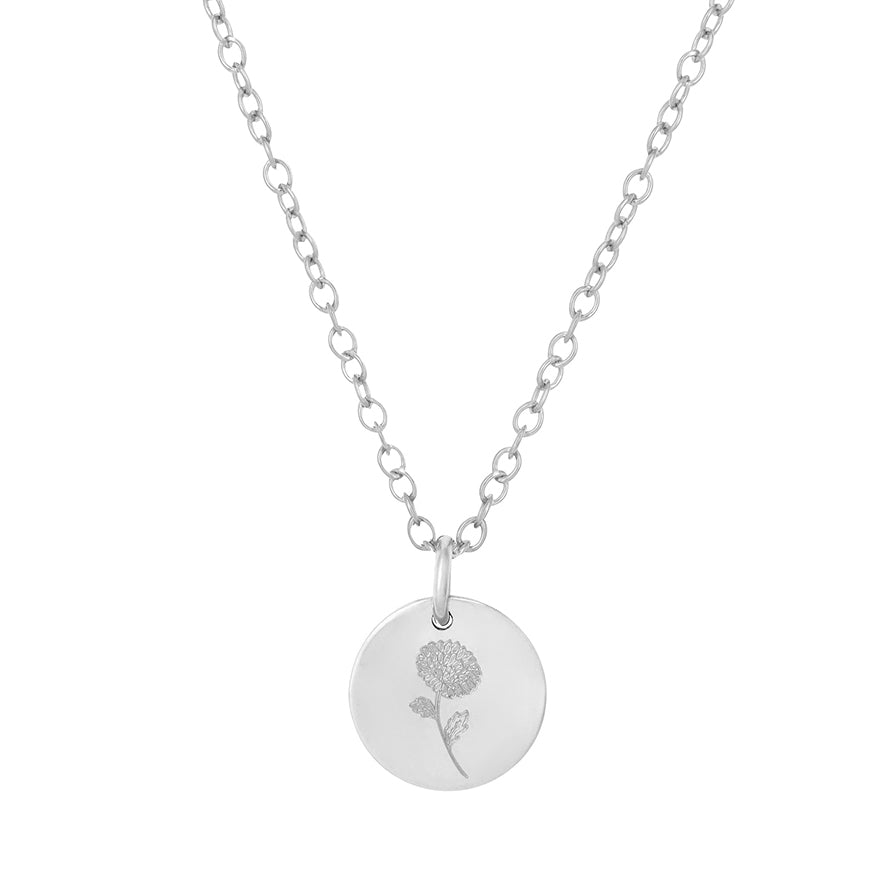 crysanthemum birthflower necklace silver 