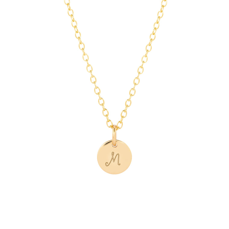 dainty gold initial necklace with script font product image 