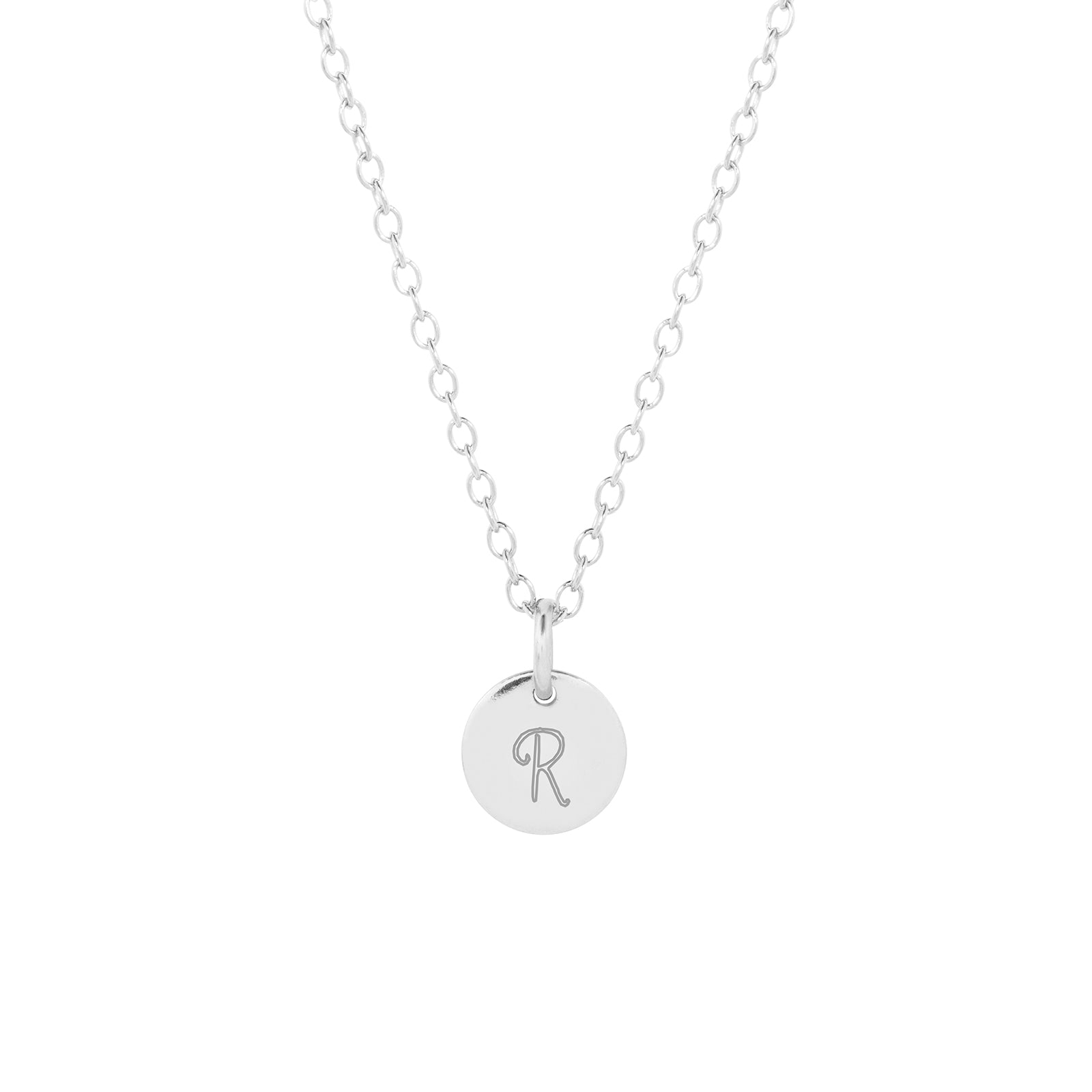 dainty sterling silver initial necklace in script 