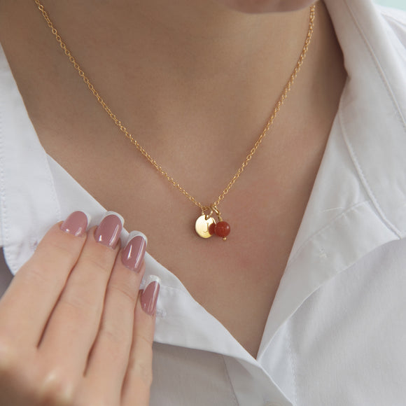 Dainty Gold Initial Necklace + Birthstone