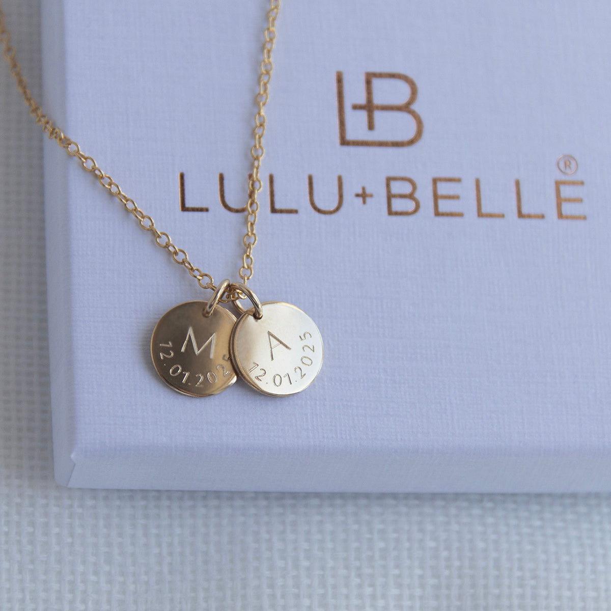 Gold Date and Initial Necklace - Lulu and Belle
