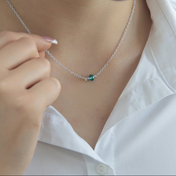 December birthstone necklace silver 
