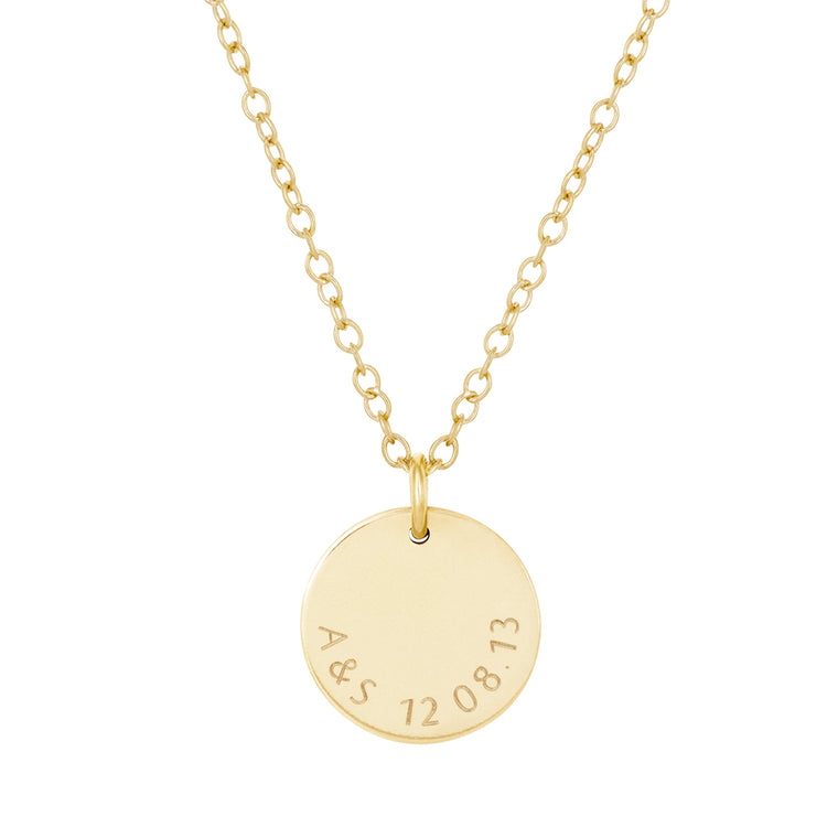 engraved edge personalised necklace gold 