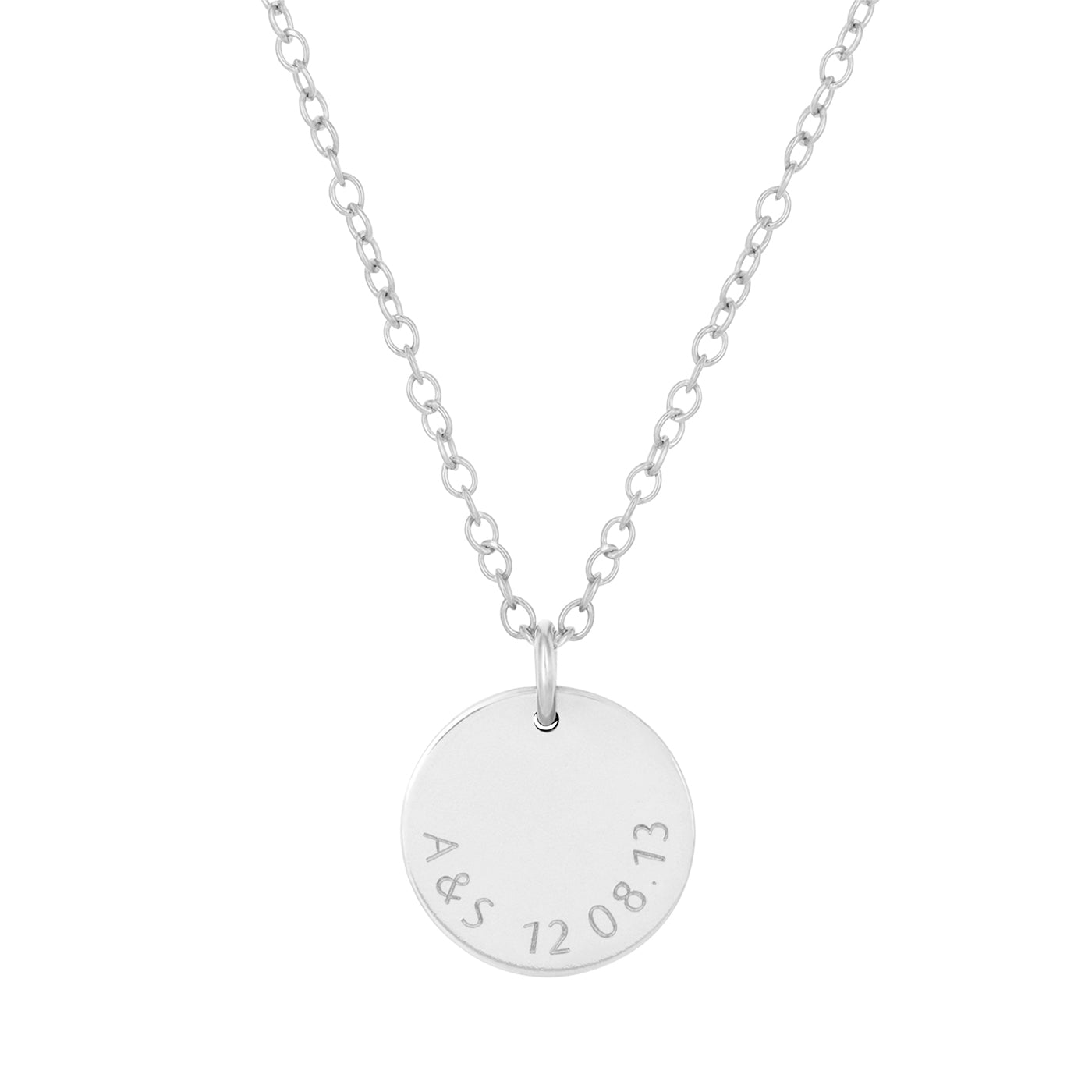 engraved edge personalised necklace silver 
