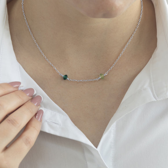 family birthstone necklace sterling silver with two birthstones 