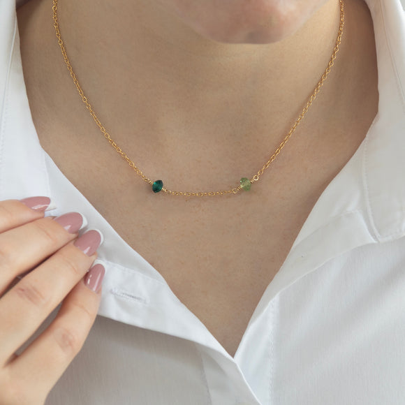 Family Birthstone Necklace Gold | 2 Birthstones