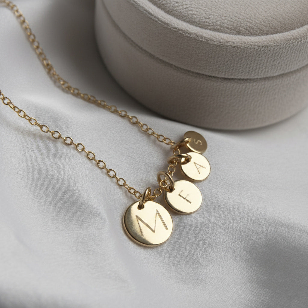 gold initial family necklace 