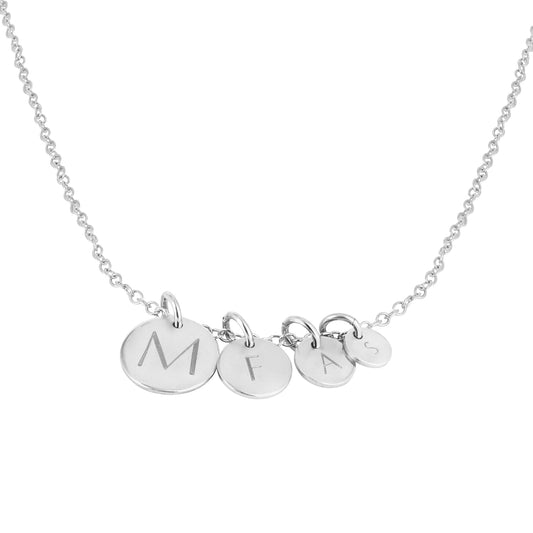 silver family initial necklace 