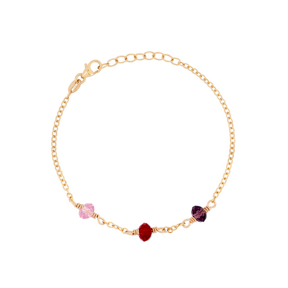 family birthstone bracelet with three birthstones 