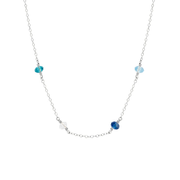 family birthstone necklace silver with 4 birthstones 