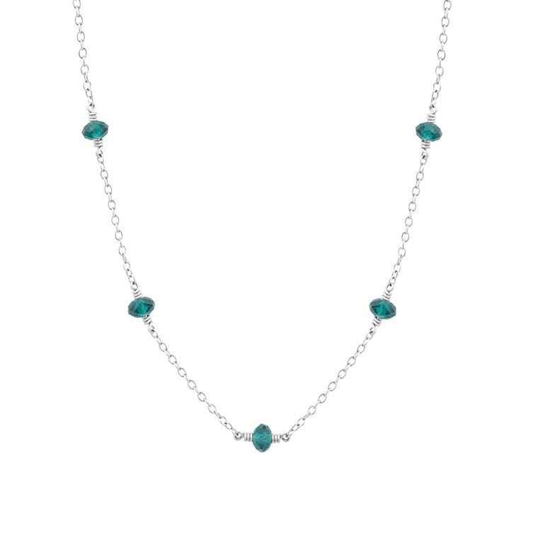 family birthstone necklace silver with 5 birthstones 