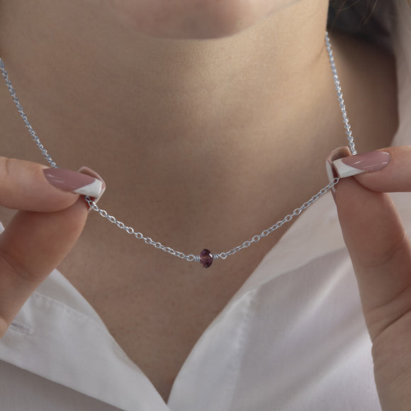 February birthstone necklace silver 