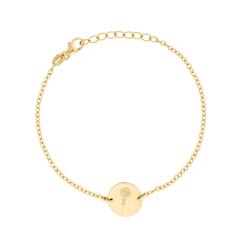 gold birth flower bracelet for september - aster