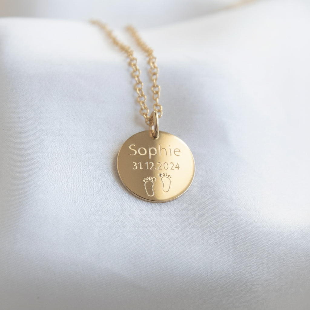 new baby name and date necklace. lulu and belle