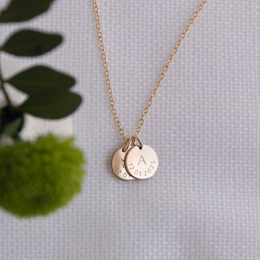 Gold Date and Initial Necklace - Lulu and Belle