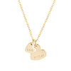 gold double heart necklace with initial and date 
