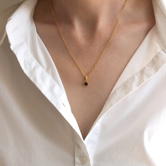 Gold garnet pendant necklace, January birthstone jewellery by Lulu + Belle.