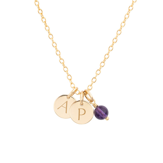 Dainty Gold Initial Necklace + Birthstone