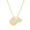 gold midi name necklace and heart 