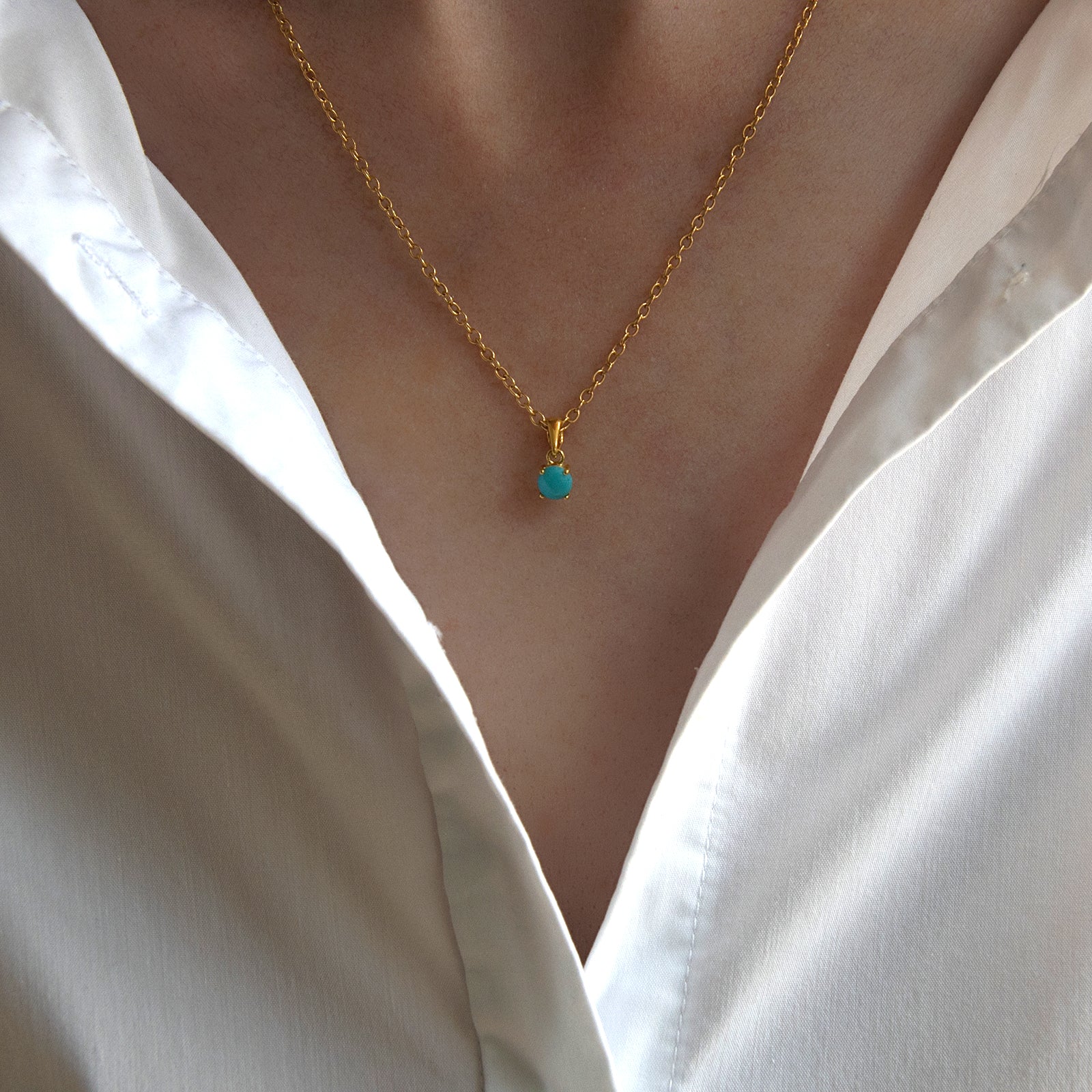 gold turquoise birthstone pendant 