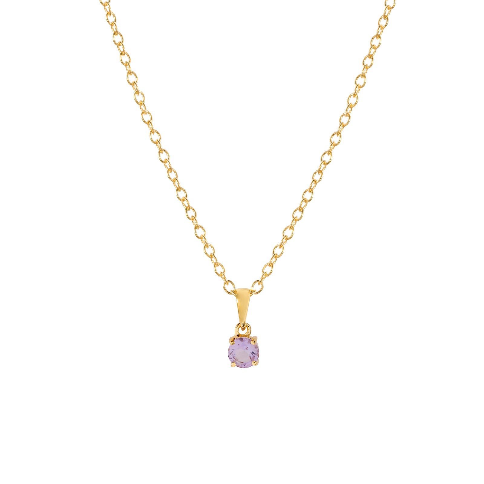 Gold amethyst pendant necklace, February birthstone jewellery by Lulu + Belle