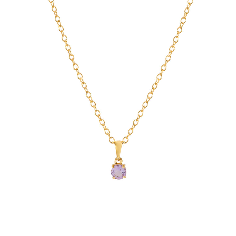 Gold amethyst pendant necklace, February birthstone jewellery by Lulu + Belle