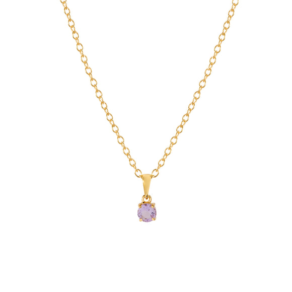 Gold amethyst pendant necklace, February birthstone jewellery by Lulu + Belle