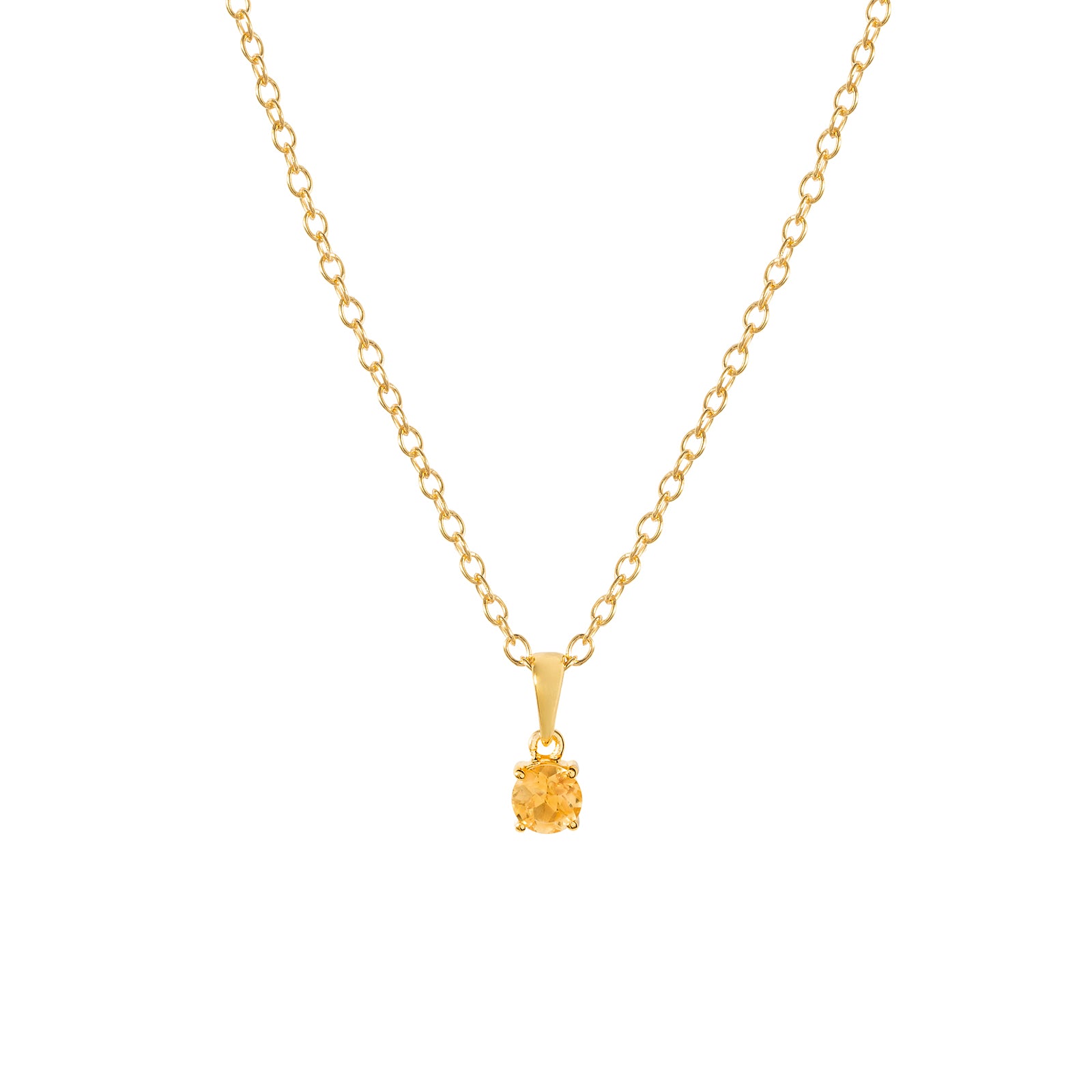Gold citrine pendant necklace, November birthstone jewellery by Lulu + Belle