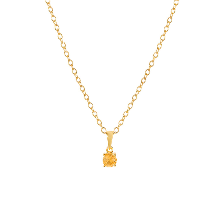 Gold citrine pendant necklace, November birthstone jewellery by Lulu + Belle