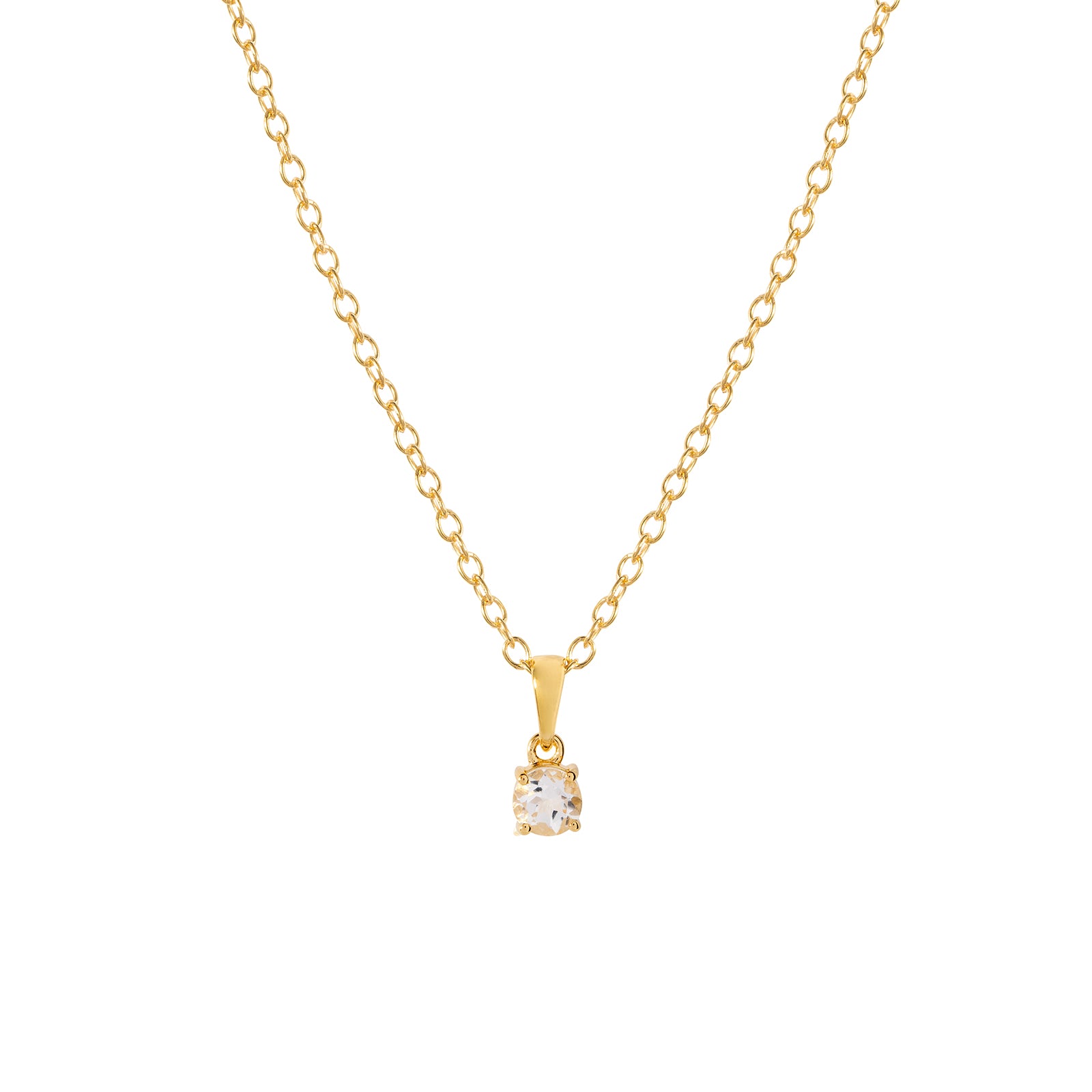 Gold crystal quartz pendant necklace, April birthstone jewellery by Lulu + Belle