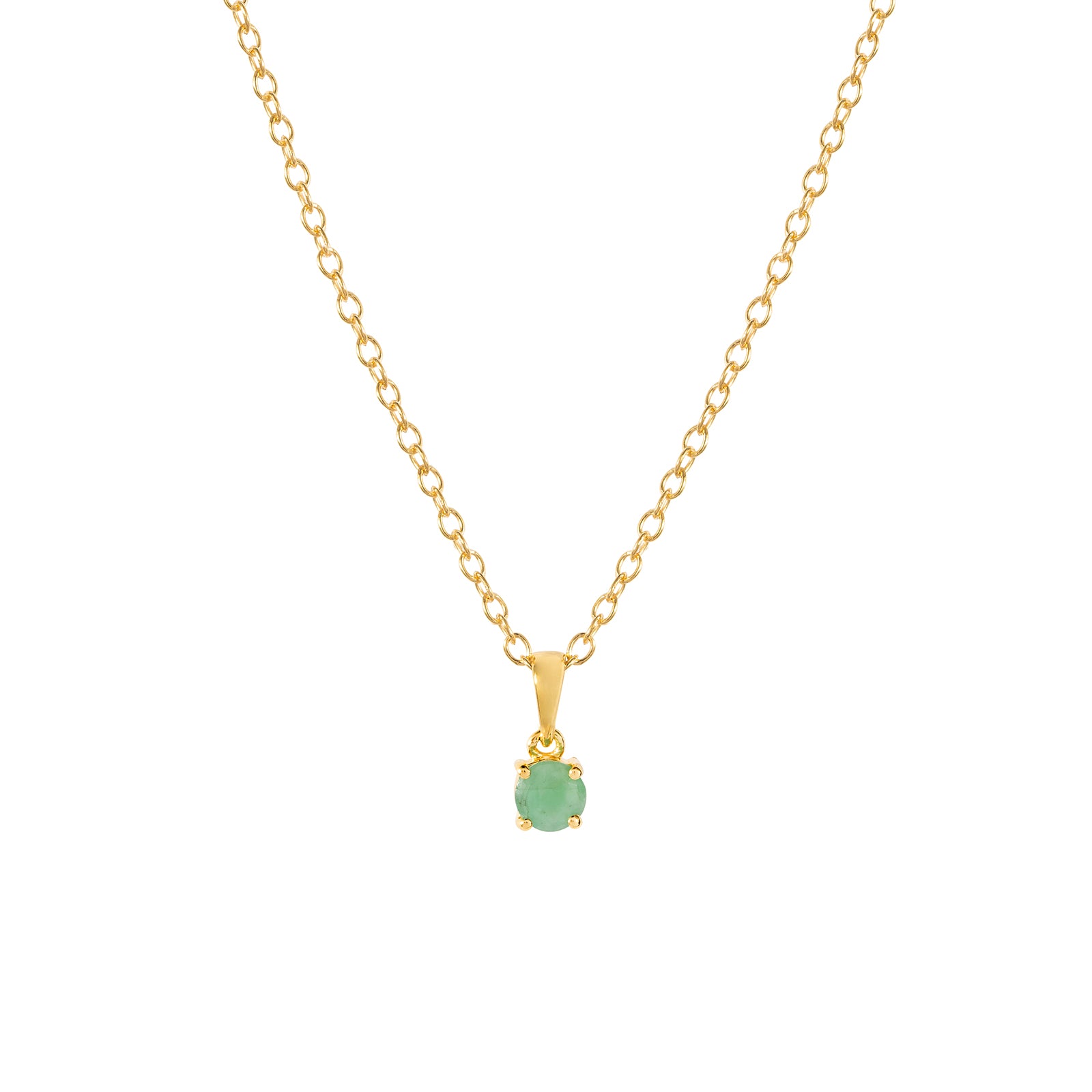 Gold emerald pendant necklace, May birthstone jewellery by Lulu + Belle