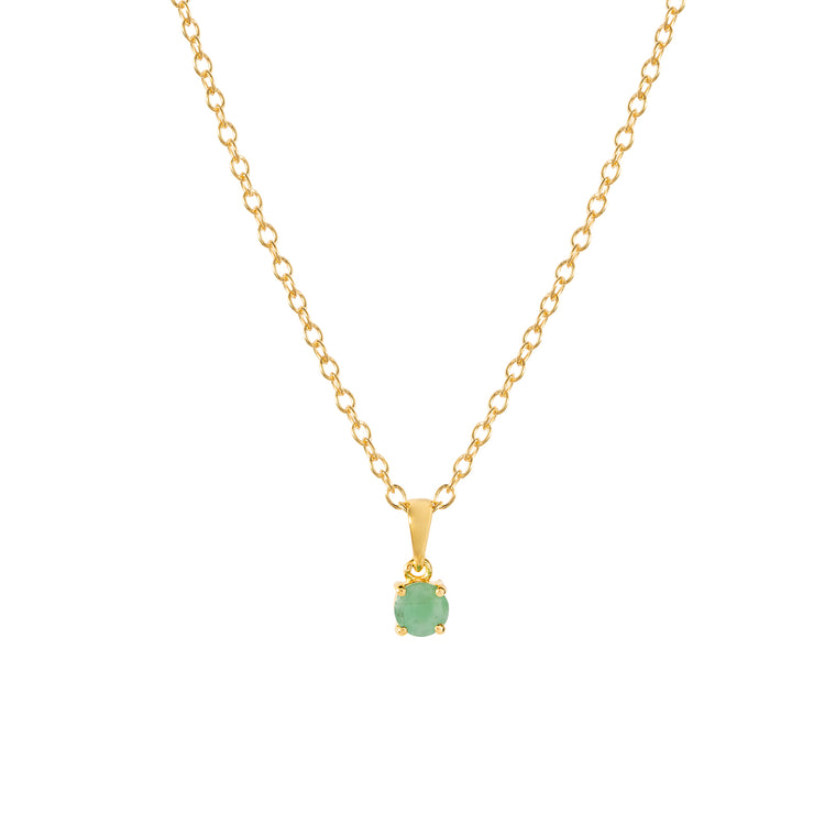 Gold emerald pendant necklace, May birthstone jewellery by Lulu + Belle