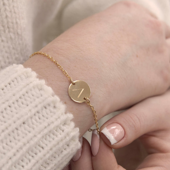 Gold filled engraved initial bracelet handmade in Ireland – Lulu + Belle personalised jewellery
