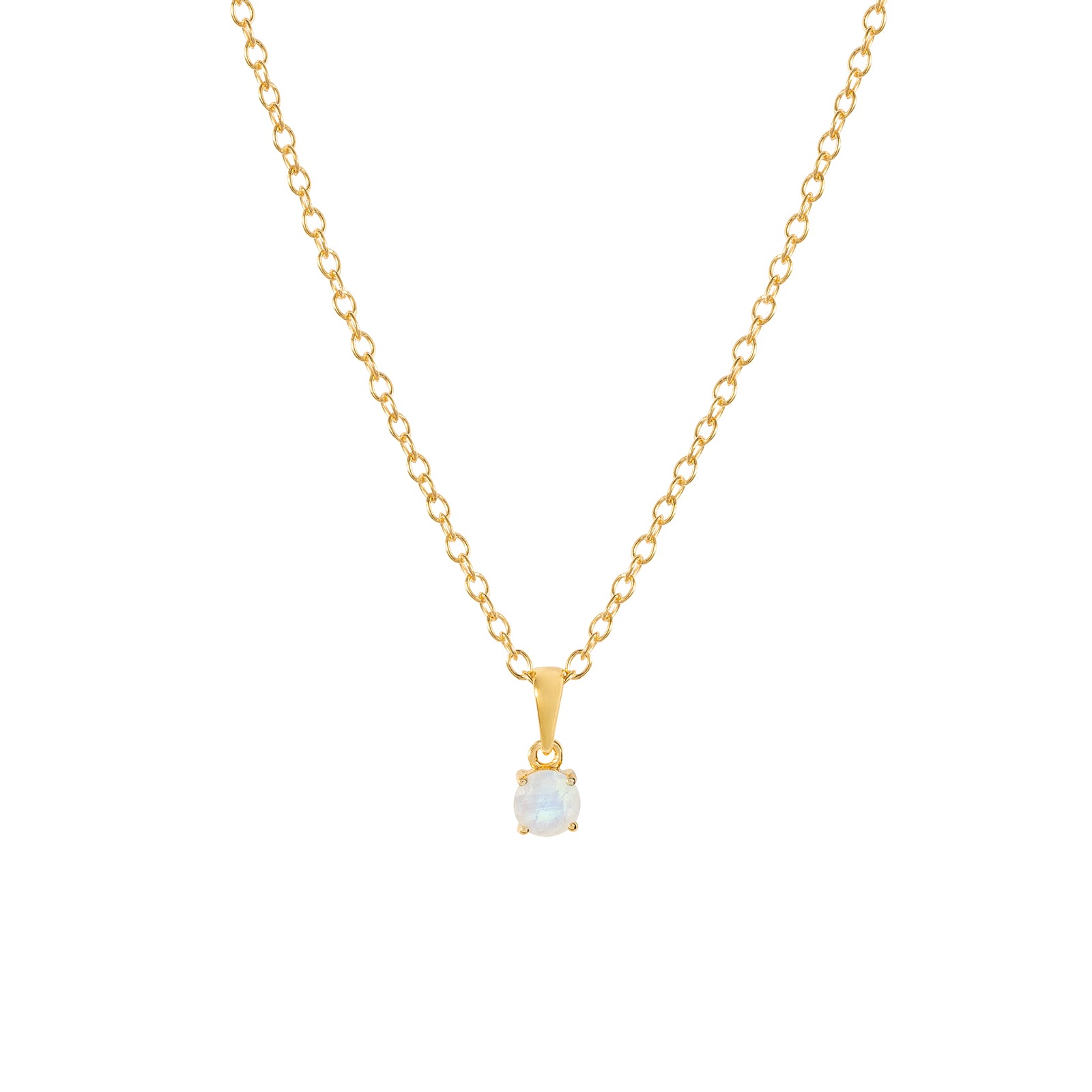 Gold rainbow moonstone pendant necklace, June birthstone jewellery by Lulu + Belle