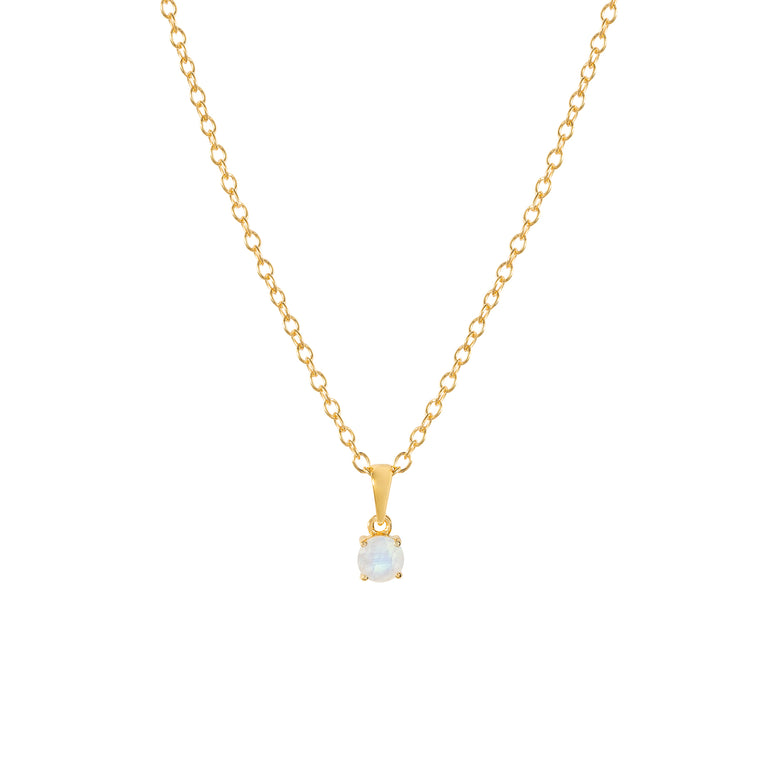 Gold rainbow moonstone pendant necklace, June birthstone jewellery by Lulu + Belle