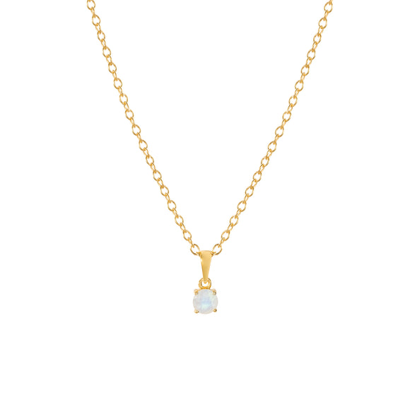 Gold rainbow moonstone pendant necklace, June birthstone jewellery by Lulu + Belle