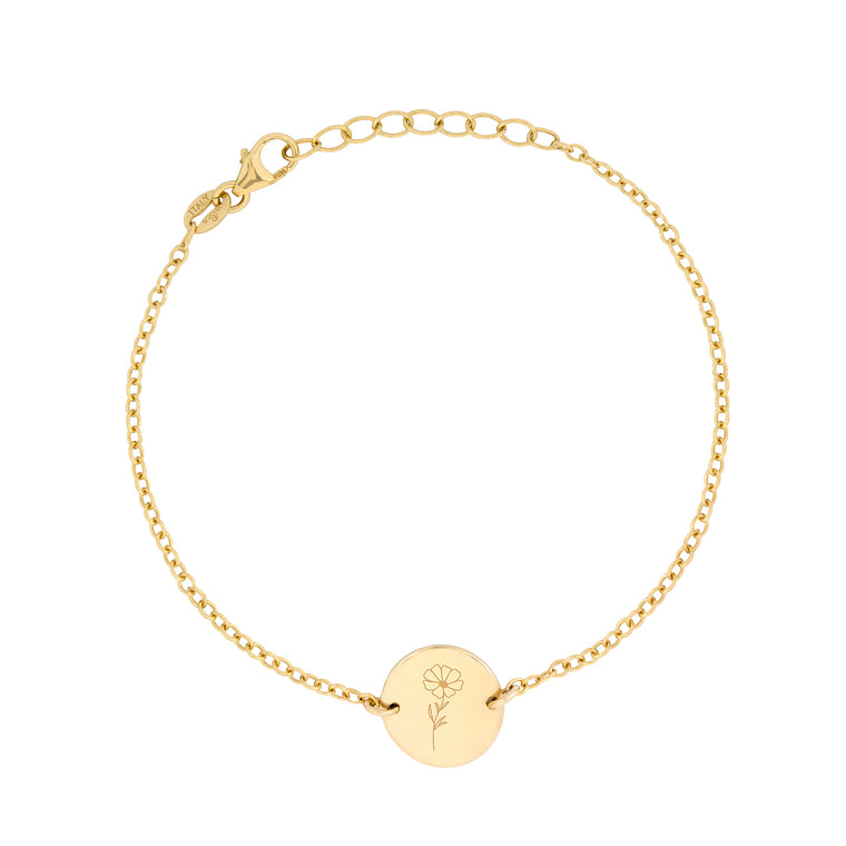gold birth flower bracelet for october - cosmos