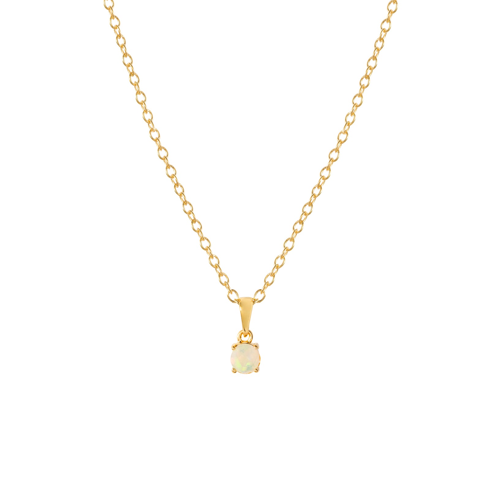 Gold opal pendant necklace, October birthstone jewellery by Lulu + Belle