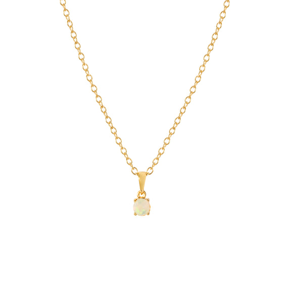Gold opal pendant necklace, October birthstone jewellery by Lulu + Belle