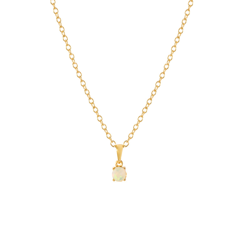 Gold opal pendant necklace, October birthstone jewellery by Lulu + Belle