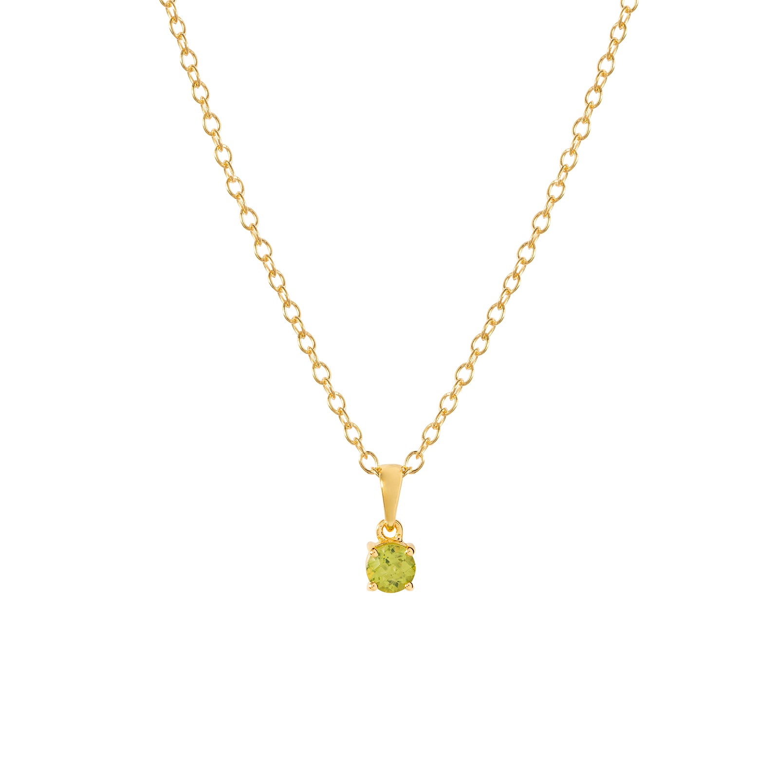 Gold peridot pendant necklace, August birthstone jewellery by Lulu + Belle