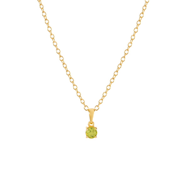 Gold peridot pendant necklace, August birthstone jewellery by Lulu + Belle
