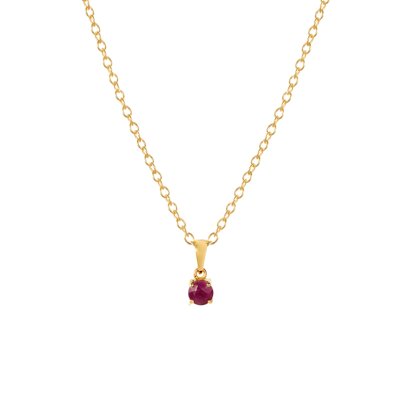 Gold ruby pendant necklace, July birthstone jewellery by Lulu + Belle