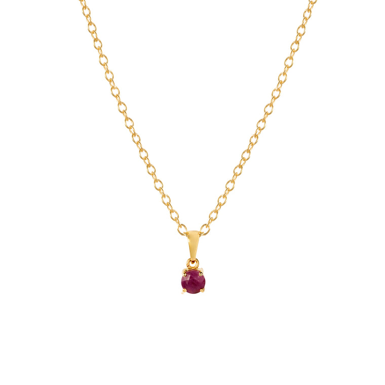 Gold ruby pendant necklace, July birthstone jewellery by Lulu + Belle
