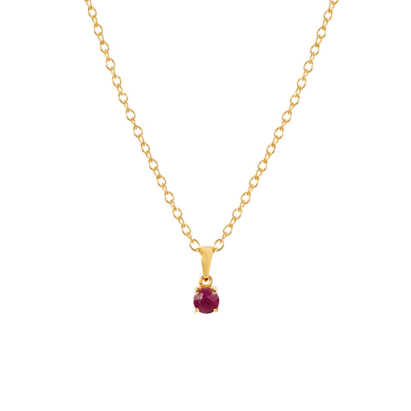 Gold ruby pendant necklace, July birthstone jewellery by Lulu + Belle