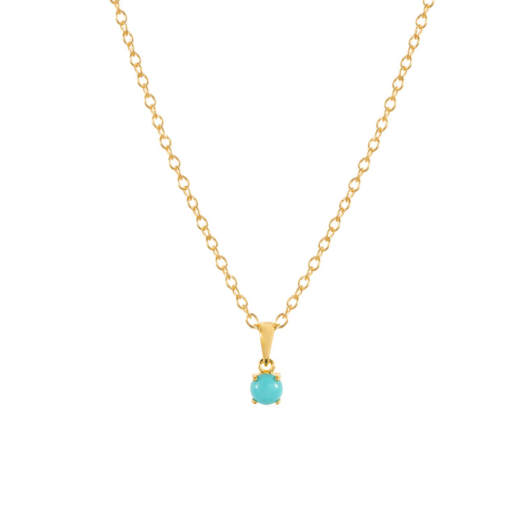 Gold turquoise pendant necklace, December birthstone jewellery by Lulu + Belle
